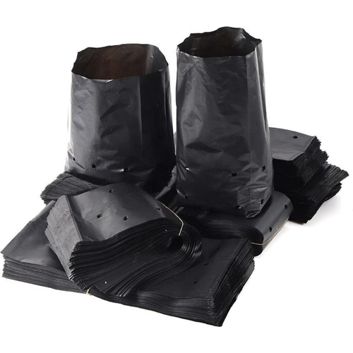 Black nursery bags stacked